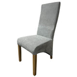 Modern Grey Fabric Upholstered Dining Chair with Oak Legs