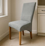 Modern Grey Fabric Upholstered Dining Chair with Oak Legs