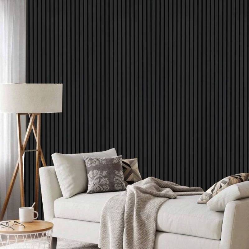 Black Slatted Acoustic Wall Panel 60 x 240cm
