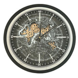 Industrial Black World Map Moving Gear Decorative Wall Clock