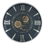 Industrial Black and Silver Mechanical Moving Gear Decorative Wall Clock