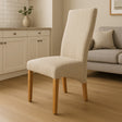 Modern Mixed Brown Fabric Dining Chair with Oak Legs