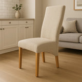 Modern Mixed Brown Fabric Dining Chair with Oak Legs