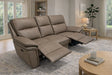 Modern Brown Leather Fabric Upholstery 3 Seater Recliner Sofa