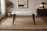 Luxury Grey Marble Effect Ceramic 1.5m Dining Table with Black Legs