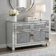 Silver Mirrored Crystal Effect 2 Door 2 Drawer Small Sideboard