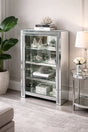 Mirrored Crushed Diamond Display Bookcase with Glass Shelves