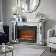 Modern Mirrored Fireplace Surround with Crushed Diamond Detailing and Electric Fire Insert