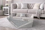 Modern Mirrored Coffee Table with Crushed Diamond Inlay Panel