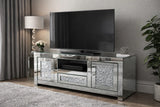 Mirrored Crushed Crystal 2 Door TV Unit with Open Shelves 150cm