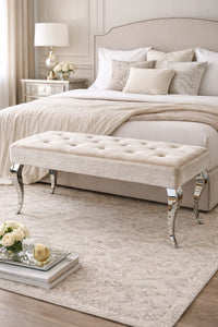 Luxury Shiny Mink Velvet Bench with Chrome Italian Style Legs 130cm