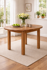 Natural Oak Round Extending Dining Table