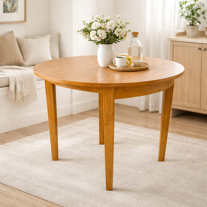 Natural Oak Half Moon Extending Dining Table
