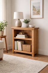 Natural Oak Low Bookcase with 2 Open Shelves