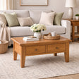 Natural Oak Rectangular Coffee Table with 2 Drawers