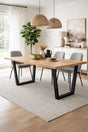 Industrial Large Oak Effect 180cm Rectangular Dining Table with Black Metal Legs