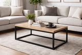 Industrial Oak Effect Coffee Table with Black Metal Frame