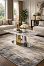 Modern Grey Marble Effect Coffee Table with Gold and Silver Metal Pedestal Base