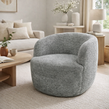 Modern Grey Boucle Swivel Tub Chair with 360 Degree Rotation