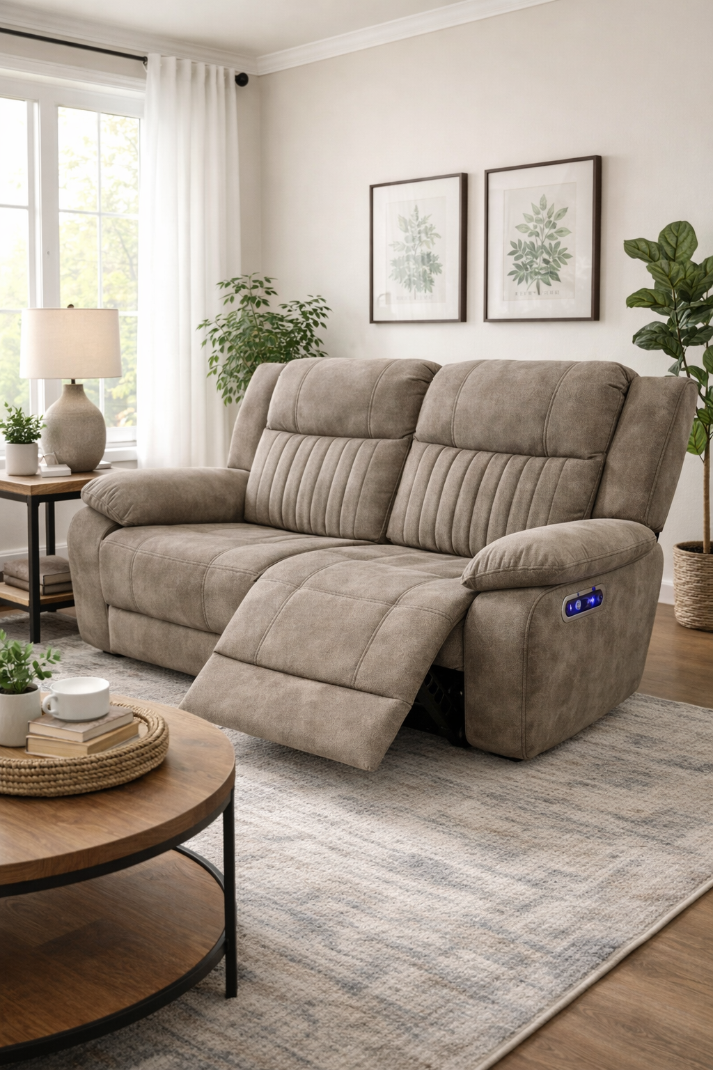 Rose Brown Electric Recliner Sofa