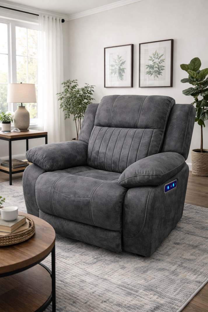 Rose Charcoal Electric Recliner Sofa
