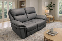 Modern Grey Leather Fabric Upholstery 2 Seater Recliner Sofa