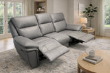 Modern Grey Leather Fabric Upholstery 3 Seater Recliner Sofa
