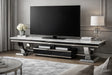 Luxury White Marble Effect TV Stand with Chrome Circular Pedestal Base