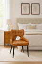 Modern Tan PU Upholstered Dining Chair with Black Legs