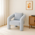 Light Grey Boucle Accent Chair with Curved Arms and Matching Cushion