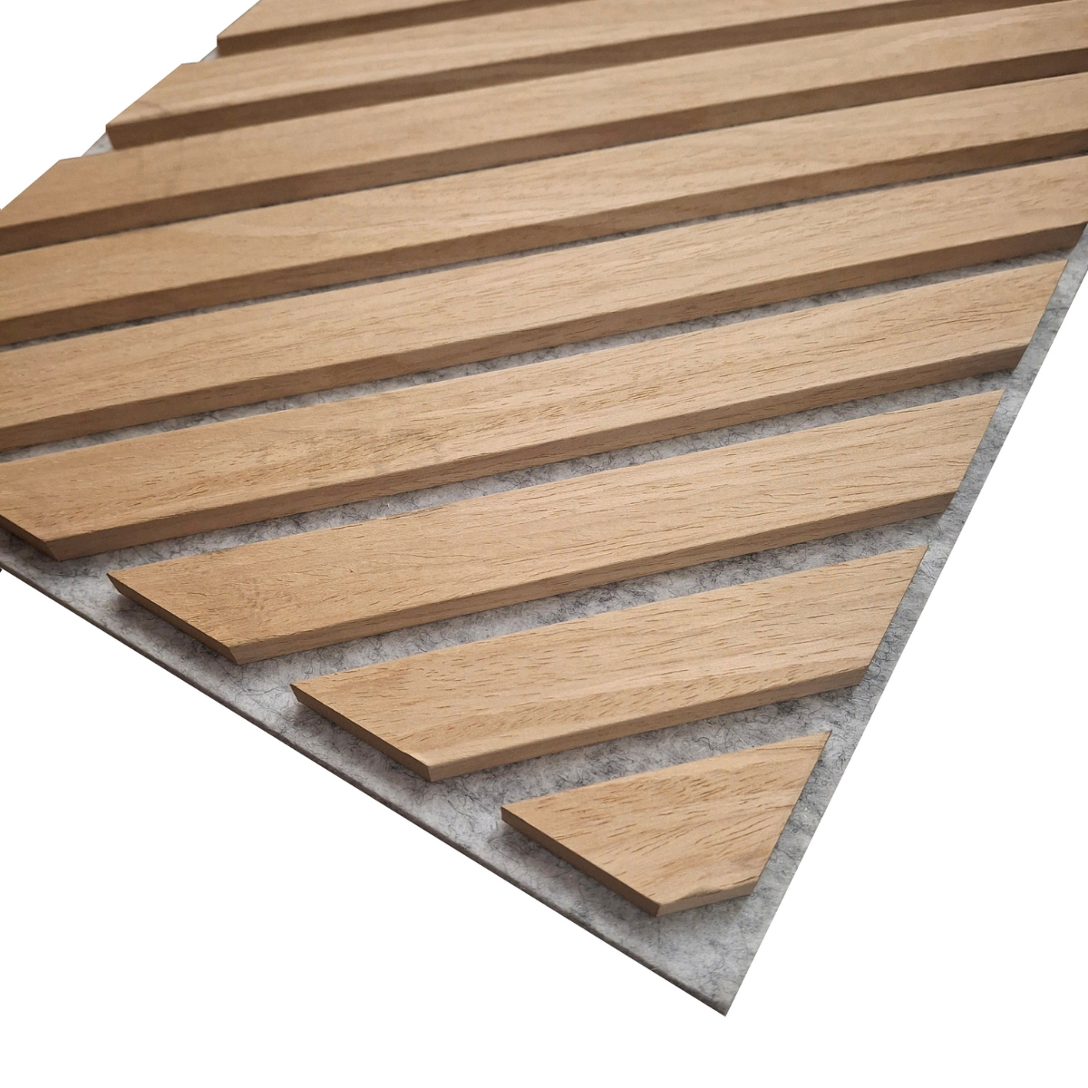 Neutral Collection - Acoustic Wall Panels - Oak on Grey Felt - Chevron - 240cm x 30cm (2 pack)