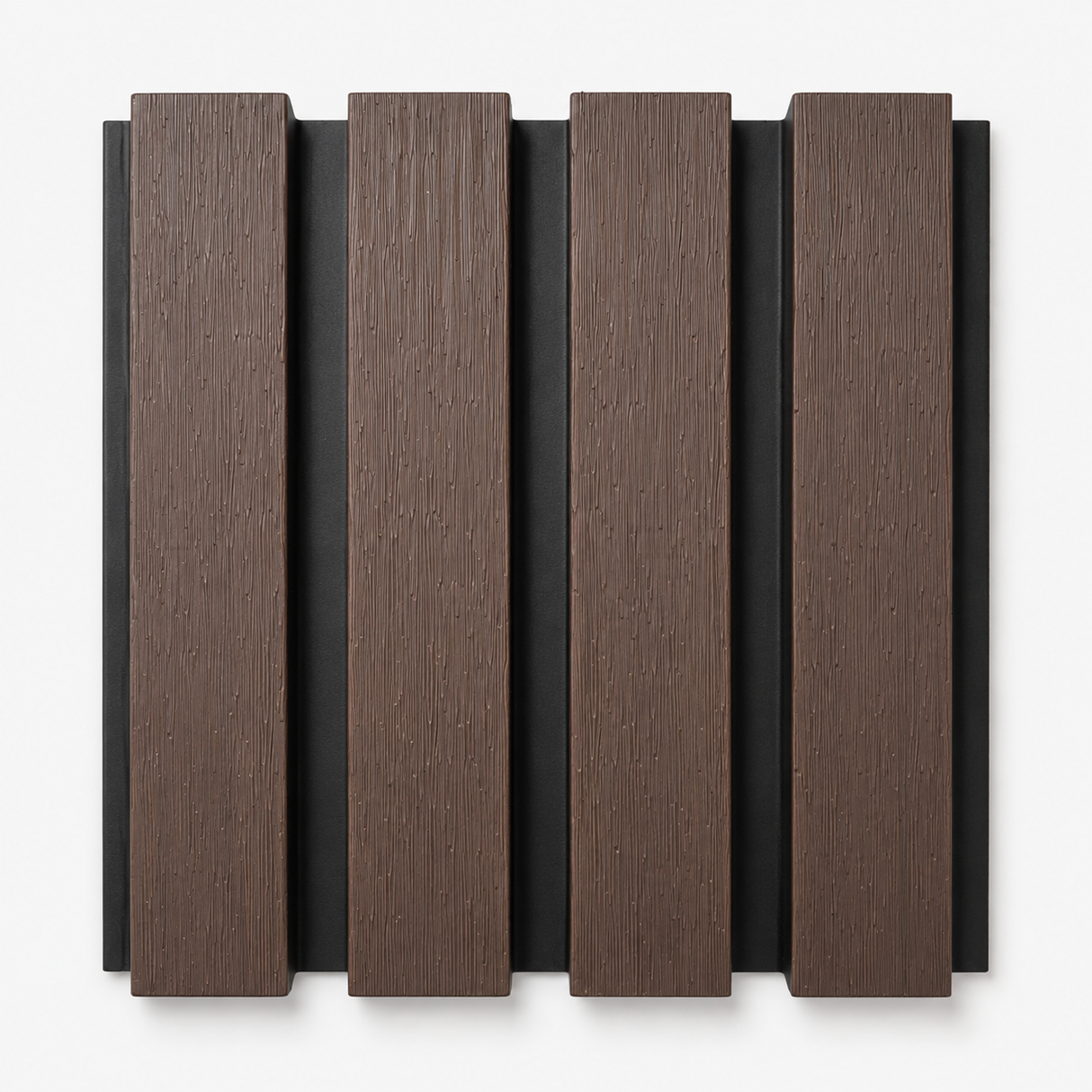 Composite Exterior Slat Wall Cladding - Waterproof, UV-Resistant - Standard Slat - Smoked Oak