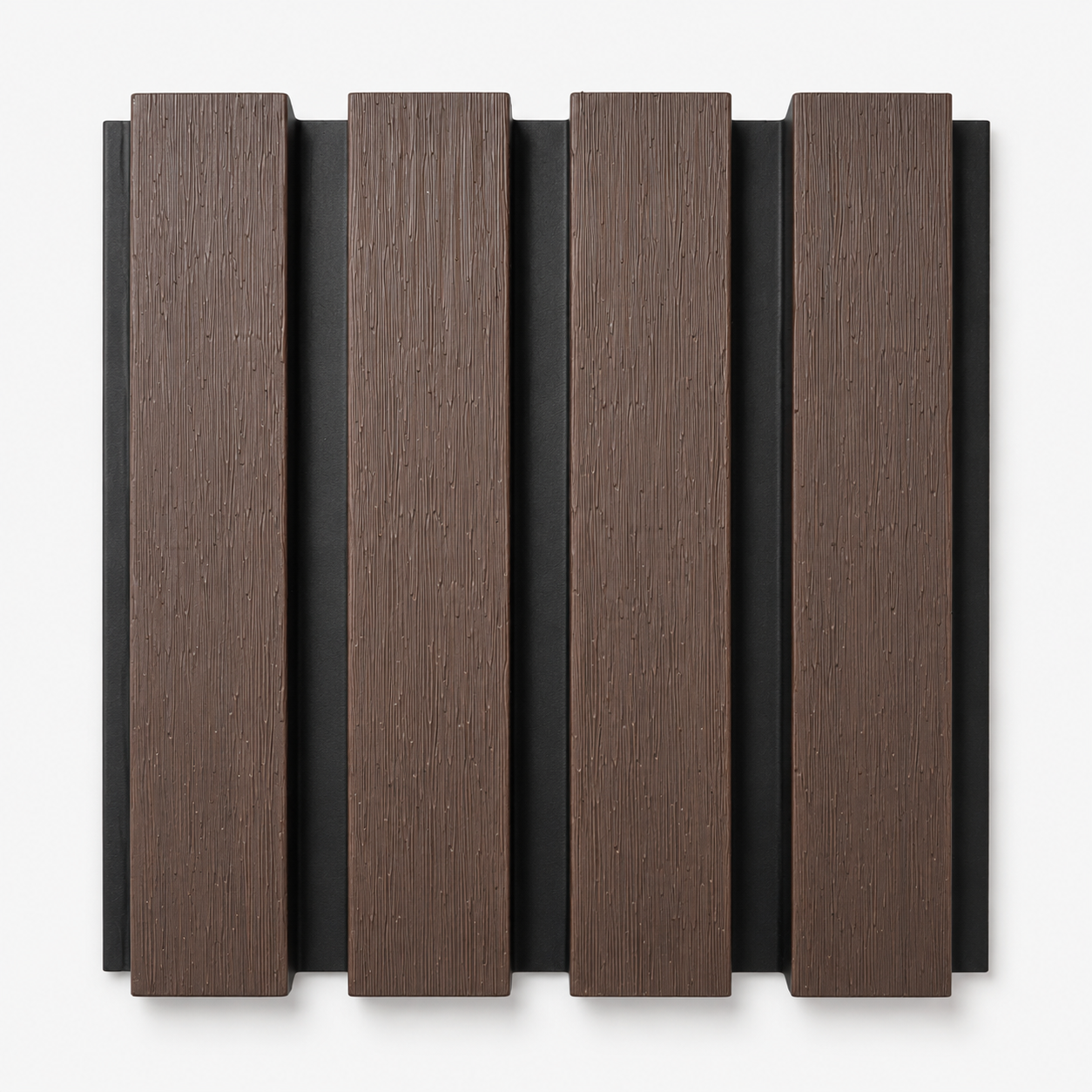 Composite Exterior Slat Wall Cladding - Waterproof, UV-Resistant - Standard Slat - Smoked Oak