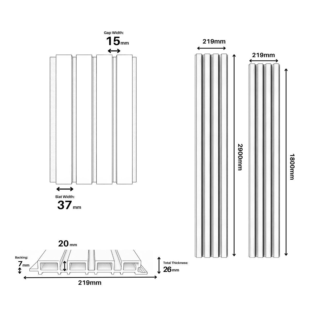 Composite Exterior Slat Wall Cladding - Waterproof, UV-Resistant - Standard Slat