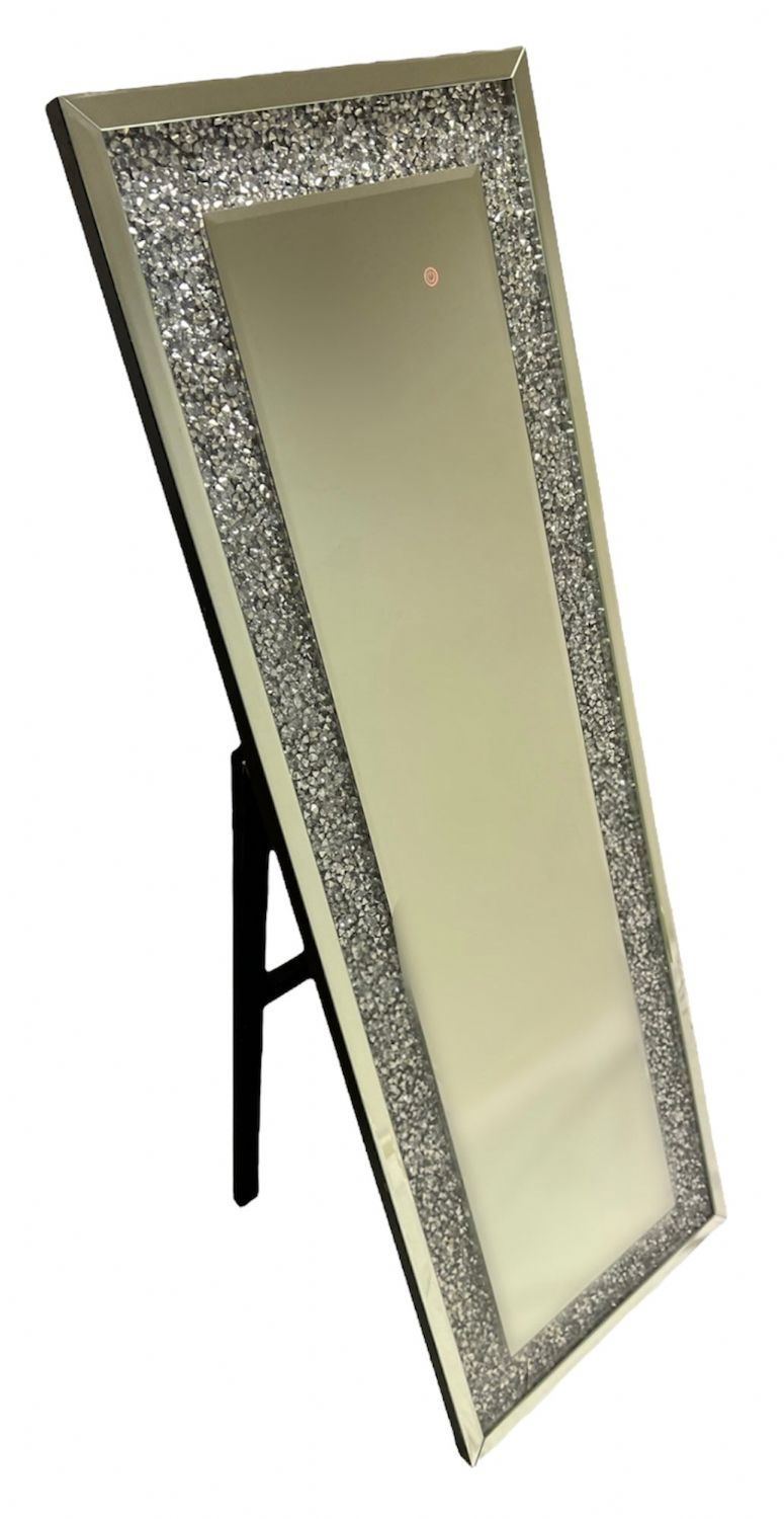 Modern LED Crushed Diamond Frame Full Length Standing Mirror