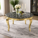 Luxury White Marble Effect Gold Dining Table