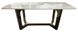 White Marble Effect Ceramic Coffee Table with Gold Angular Metal Base