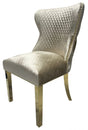 Luxury Mink Shimmer Velvet Dining Chair with Lion Knocker and Gold Legs