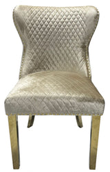 Luxury Mink Shimmer Velvet Dining Chair with Lion Knocker and Gold Legs