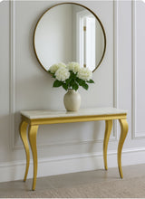 Luxury White Marble Effect 1.2m Console Table with Gold Metal Frame