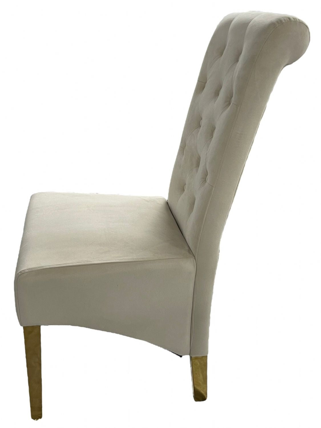 Luxury Cream Velvet Dining Chair with Gold Ring Knocker and Gold Legs