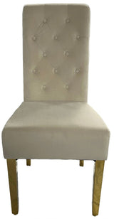 Luxury Cream Velvet Dining Chair with Gold Ring Knocker and Gold Legs