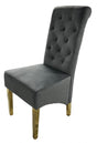 Luxury Dark Grey Velvet Dining Chair with Gold Ring Knocker and Gold Legs