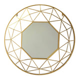 Modern Gold Geometric Round Wall Mirror 80cm