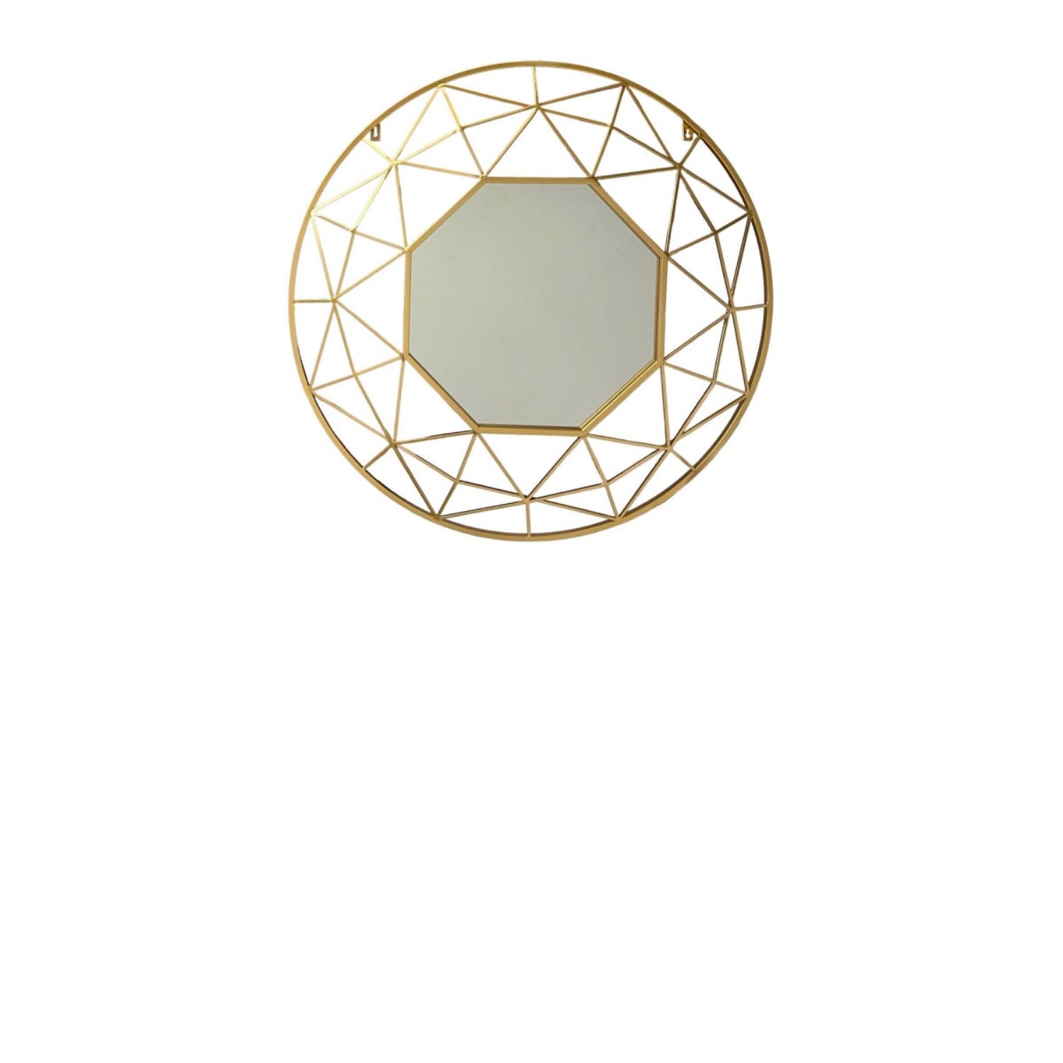 Modern Gold Geometric Round Wall Mirror 80cm
