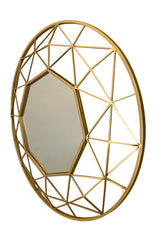 Modern Gold Geometric Round Wall Mirror 80cm