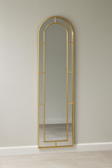 Modern Gold Art Deco Arched Full Length Tall Wall Mirror
