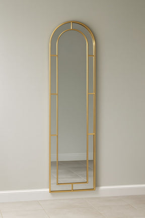 Modern Gold Art Deco Arched Full Length Tall Wall Mirror