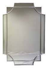 Silver Art Deco Frame Over Wall Mirror with Geometric Design