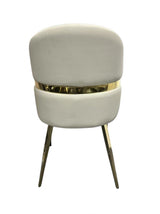 Classic Cream PU Upholstered Dining Chair with Gold Accent Detail and Tapered Legs